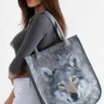 Plstěná taška s motivem vlka šedá